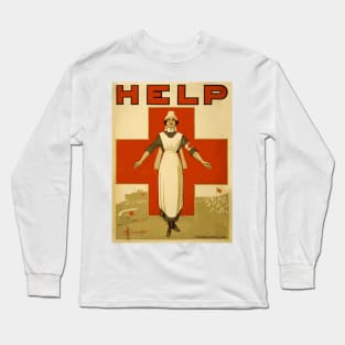 Vintage WWI Era Australian Red Cross Nurse Poster: HELP Long Sleeve T-Shirt